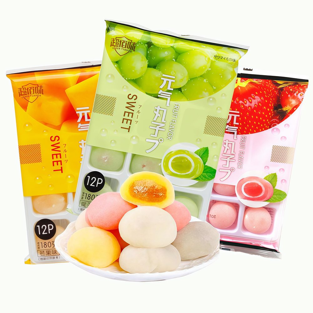DAMAICHUHAI Mochi,Mochi Snacks,Multiple Flavors, Satisfying Snacks, 3 Packs, Total 540g/19oz.