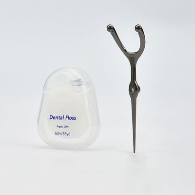 50M Floss, Reusable Stainless Steel Floss Pick, Portable Toothpick Set Teeth Cleaning Tool & Interdental Cleaner for Travel and Home Use(Style 1)