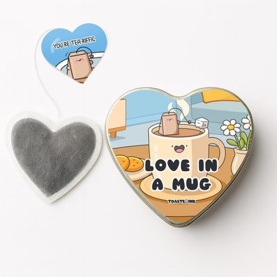 Heart-Shaped Tea Bags Handmade Loose-Leaf in Gift Tin (Set of 5) Unique Gift (Peppermint Tea)
