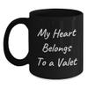 Funny Valet Gifts for Men, Black Coffee Mugs, 'My Heart Belongs To A Valet', Unique Christmas Unique Gifts from Friends view 1