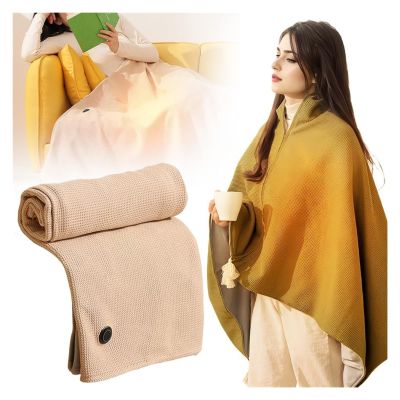 Portable Heated Shawl, 2026 New Portable Heated Blanket Shawl Wraps for Women, Cordless Heated Blanket with 3 Heating Levels for Home Camping Travel(Apricot)