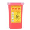 Medical Plastic Sharps Container Biohazard Needle Disposal 1L Size Waste Box Puncture Resistant Flip Top Lid for Disposable Supplies Yellow Red 115x100x165mm (Red) view 1