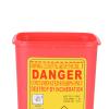 Medical Plastic Sharps Container Biohazard Needle Disposal 1L Size Waste Box Puncture Resistant Flip Top Lid for Disposable Supplies Yellow Red 115x100x165mm (Red) view 2