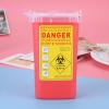 Medical Plastic Sharps Container Biohazard Needle Disposal 1L Size Waste Box Puncture Resistant Flip Top Lid for Disposable Supplies Yellow Red 115x100x165mm (Red) view 4