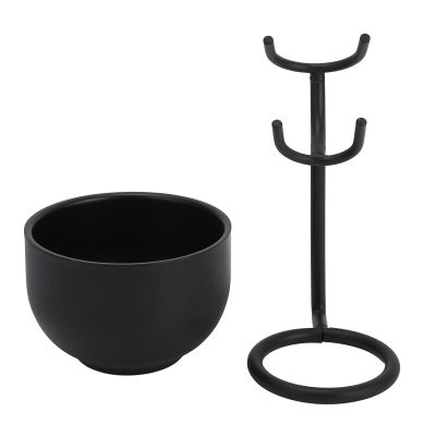 Evetounmn Shaving Brush Stand with Bowl Set, Men's Beard Grooming Kit, Metal Shaving Holder with Lathering Bowl, 3D Design for Airflow and , Compact Travel - Friendly Stand for Barber