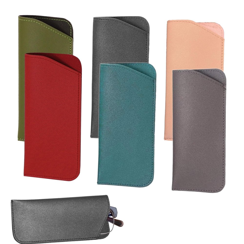 6Pcs Soft Glasses Cases, Multicolor Reading Glasses Case, PU Leather Spectacle Cases, Portable Sunglasses Pouch, Eyeglasses Bags for Women Men Kids (Red/Purple/Pink/Blue/Green/Black)