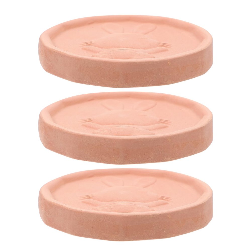 DECOMELODY 3pcs Food-Safe Terracotta Disk Moisture Keeper for Sugar and Crackers, Clay Brown Sugar Saver Softening Stone for Food Storage Containers
