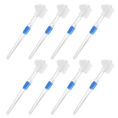 Abaodam 8pcs Soft Retainer Brush Cleaner Double-Sided Professional Small Denture Brushes for Elderly Travel-Friendly