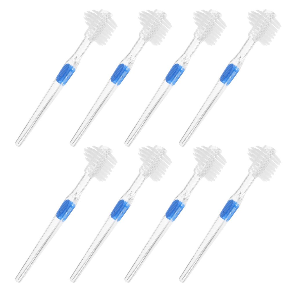 Abaodam 8pcs Soft Retainer Brush Cleaner Double-Sided Professional Small Denture Brushes for Elderly Travel-Friendly