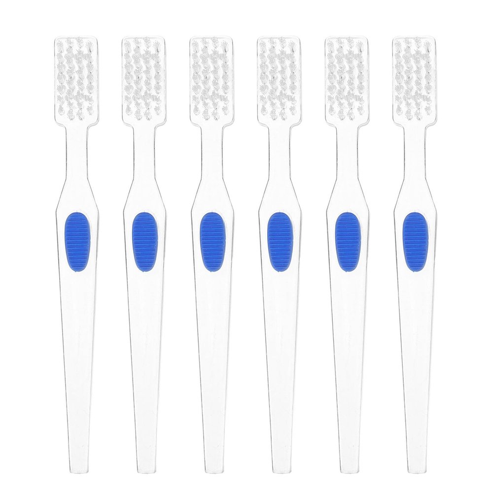 BELLIFFY 6pcs Double Sided Denture Cleaning Brush Hard Bristle Toothbrush Shaped for Retainer Cleaning Adaptive Portable for Elderly Adults