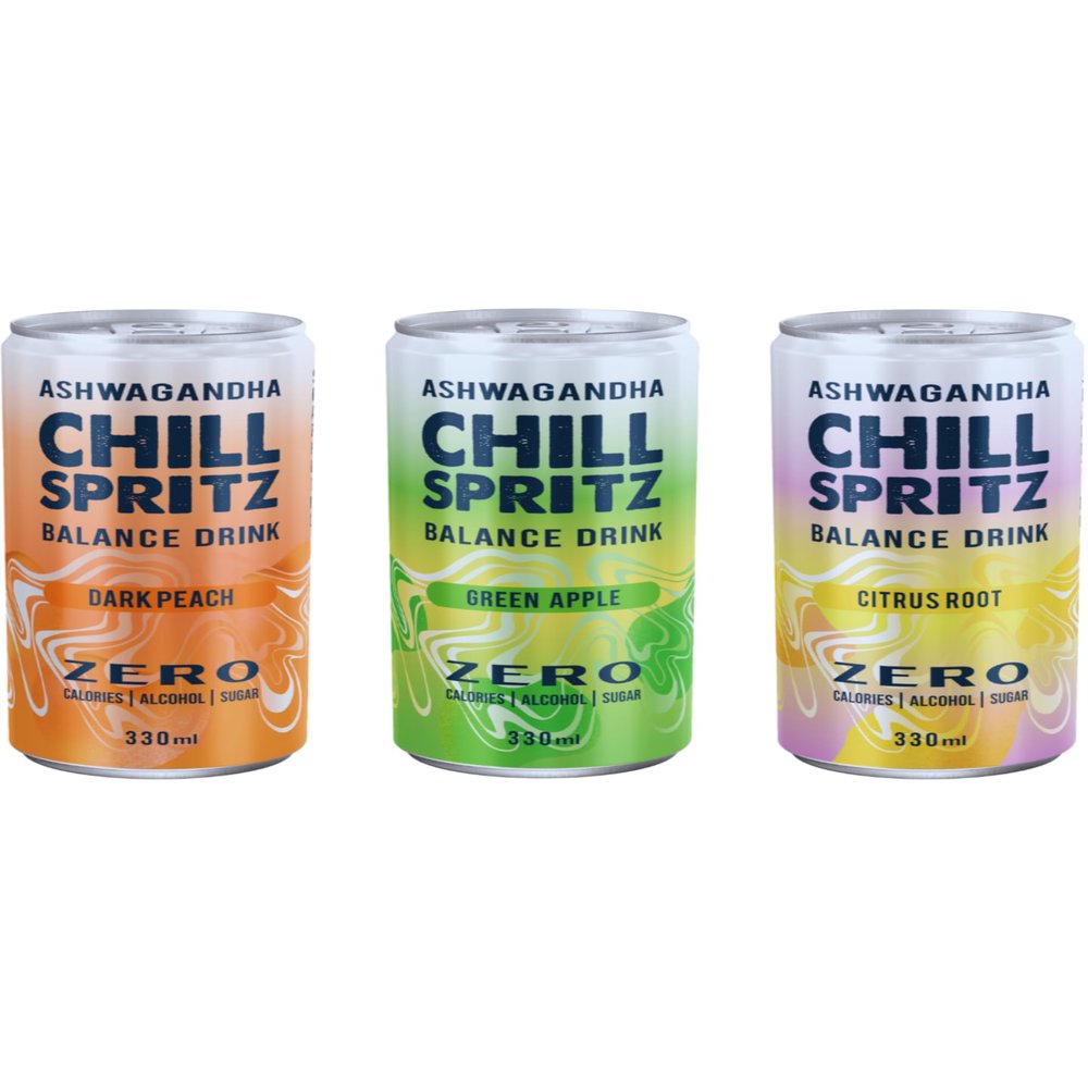 Chill Spritz functional soda drink with Ashwagandha (12 x 330 ml, Mixed flavour)