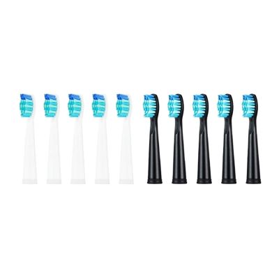 5-10Pcs Replacement Brush Heads Compatible for Seago Fairywill Electric Toothbrush FW/SG 507/508/515/551/917/959/908(5 Black 5 White)