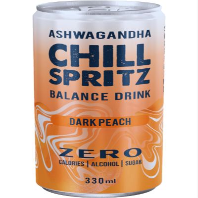 Chill Spritz functional soda drink with Ashwagandha (6 x 330 ml, Dark Peach)