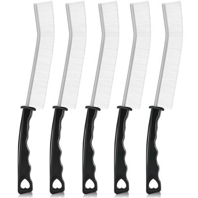 5Pcs Crevice Cleaning Brush, Multifunctional Crevice Gap Groove Cleaning Brush Tools with Hard Bristle, Small Spaces Scrub Brushes for Narrow Corners in Home Window Kitchen Tile Bathroom (White)