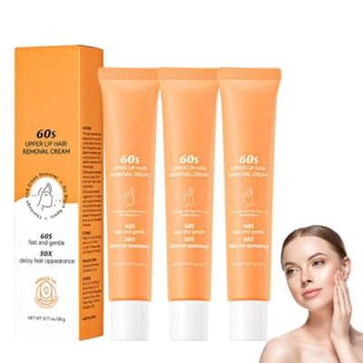 Barebliss Facial Hair Removal Cream, Barebliss Hormonal Hair Remover, Upper Lip Hair Remover Cream, Gentle & Effective Depilatory For Face, Upper Lip, Chin For All Skin Types (3 pcs)
