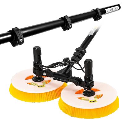 25ft Solar Panel Cleaning Kit - Dual Head Brush & Water Fed Pole, Electric Window Washer Equipment, Mains Powered, Ideal for Home & Professional Use, Easy to Clean Solar Panels