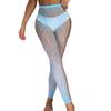 2-piece Pack Thin Leopard Print Hollowed Out Fishing Net Stockings, Women's Sexy Lace Open Crotch Socks view 3