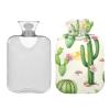 Green Cactus Cream Hot Water Bottles with Soft Cover Hand Feet Warmer Hot Water Bag for Pain Relief Small view 2