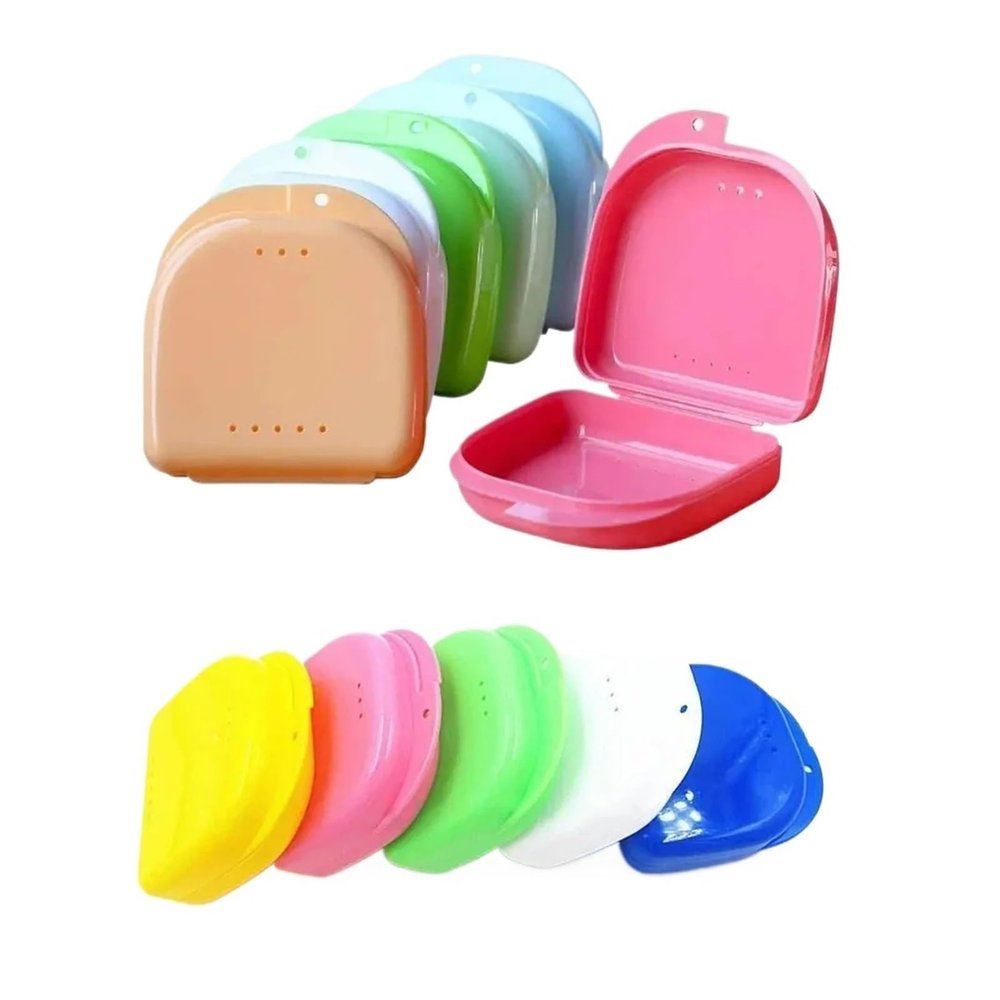 Denture Case 50pcs Denture Storage Box Dental Retainer Orthodontic Mouth Guard Container Plastic Oral Appliance Case(Green 50pcs)