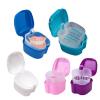 Denture Case 1pc Denture Bath Box Organizer Dental False Teeth Storage with Hanging Net Container Cleaning Cases(White) view 2