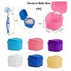 Denture Case 1Pc Denture Bath Box Dental False Teeth Storage Case with Hanging Net Container Artificial Tooth Organizer(1Pc Yellow) view 2