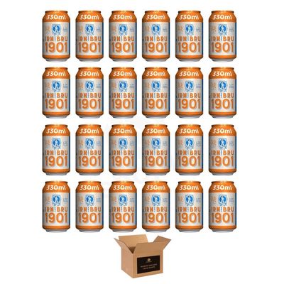 IRN-BRU 1901 Vintage Recipe Full Sugar, No Caffeine | Carbonated Soft Drink | 24 330ml Cans