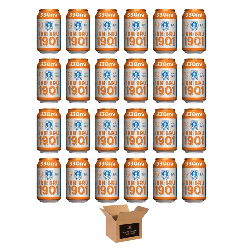 IRN-BRU 1901 Vintage Recipe Full Sugar, No Caffeine | Carbonated Soft Drink | 24 330ml Cans