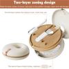Denture Case Denture Retainer Case Portable Double-Layer Circular Braces Orthodontic Storage Container Aligner Organizer(Cream White) view 3