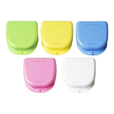 Denture Case 30pcs Dental Retainer Case Denture Storage Box Open Cleaning Orthodontic Tooth Tray(Mixed Color-30pcs)