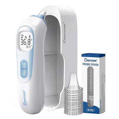 Berrcom Highly Accurate Ear Thermometer, Pre-Warmed Probe Technology Ear Thermometer for Adults and Baby, Smart Age Grouping Temperature Guidance, Instant Reading (Blue)