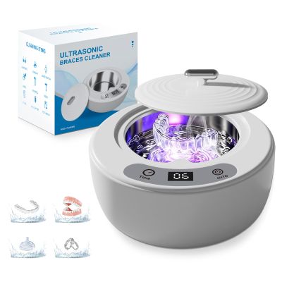 Tulbeys Ultrasonic Retainer Cleaner,49kHz Retainer Cleaner Machine, 4 Modes Ultrasonic Cleaner for Dentures, Nightguards, Sport Mouth Guards, Braces, Toothbrush Heads, Jewelry