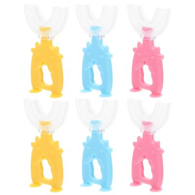 Alipis 6pcs Adorable Children Manual U-Shaped Toothbrushes with Soft Silicone Heads Comfortable Grip and Convenient to Use for Effective Oral Cleaning Random Color