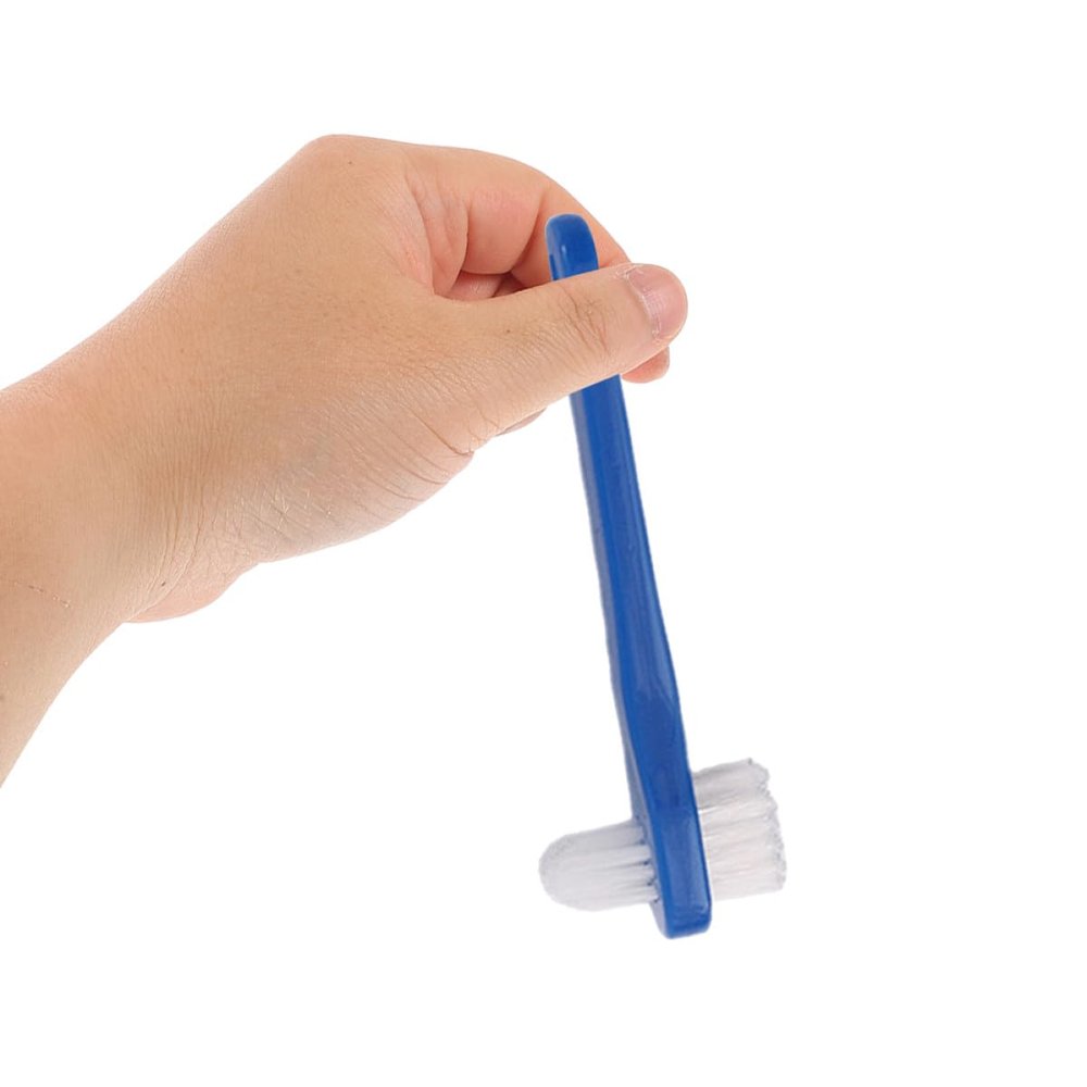 Homoyoyo 2pcs Denture Toothbrush Double-Head Small Brush Head Hard Bristles Oral Blind Area Cleaning Tool for Braces and False Teeth Care with Non-Slip Grip