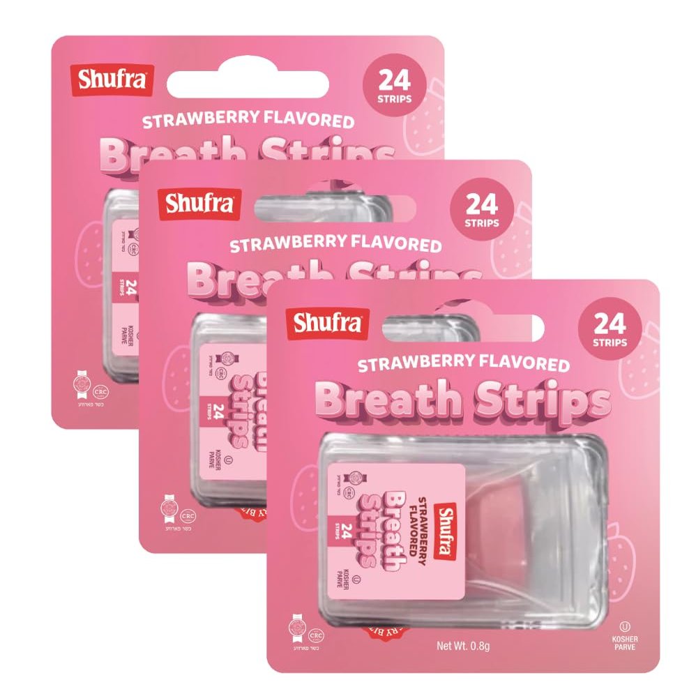 Shufra Artificial Flavoured Breath Strips, Pack of 3, 72 Strips Total, Instant Dissolving Fresh Breath Strips (Strawberry)