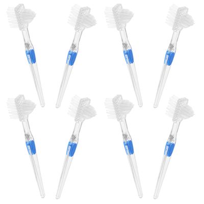 WEKADRIN 8pcs Soft Retainer Brush Cleaning Toothbrush Double Sided Denture Toothbrush Kit for Elderly Adults