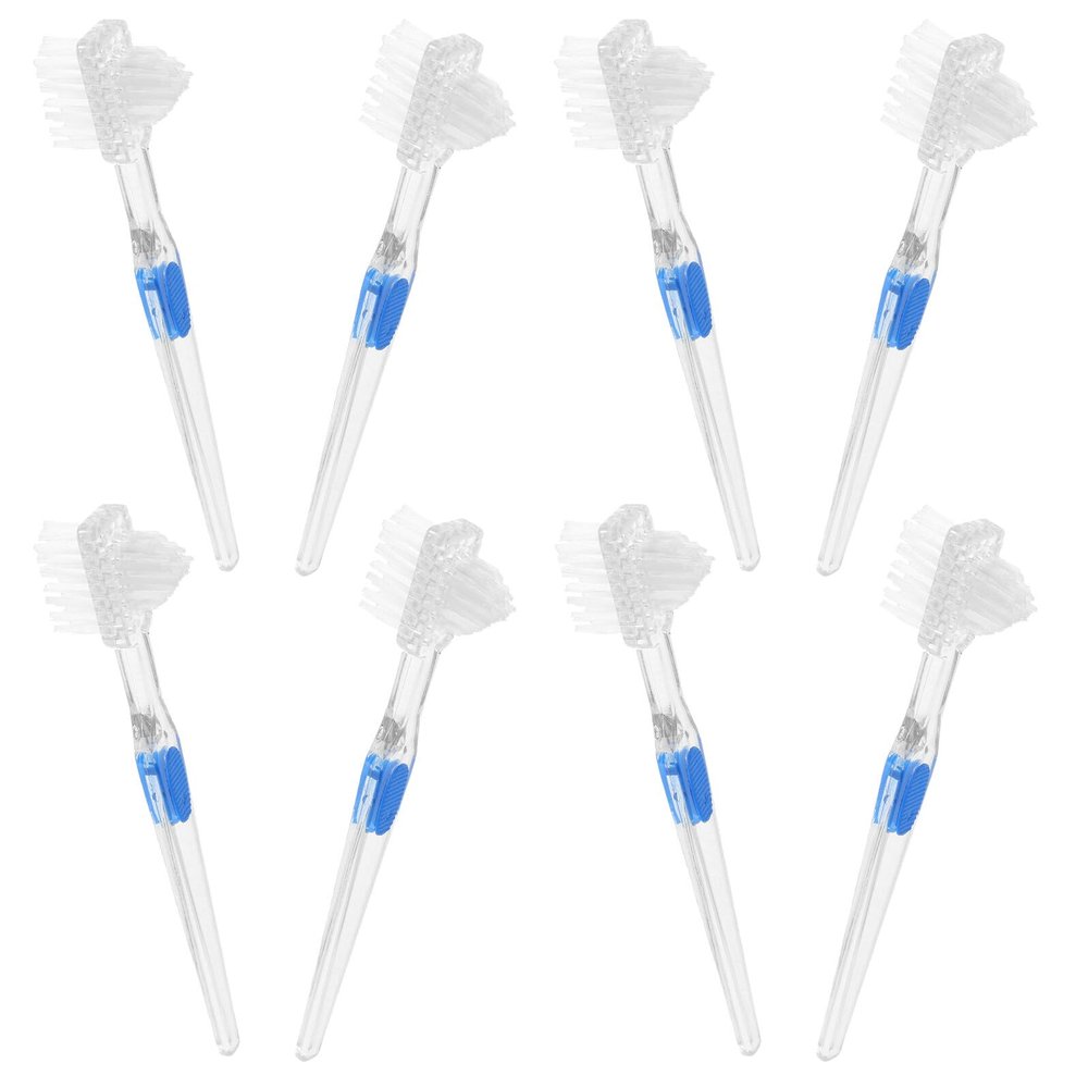 WEKADRIN 8pcs Soft Retainer Brush Cleaning Toothbrush Double Sided Denture Toothbrush Kit for Elderly Adults