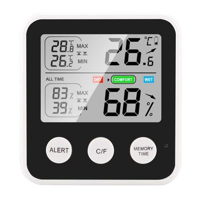 MoSundi Indoor Temperature and Humidity Meter with Digital Display, 0-70C / 32-158F Range, 20-99% RH Accuracy, for Home Baby Room, White TS-9909-B