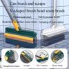 2 in 1 Floor Grout Scrub Brush with Long Handle,V-Shape Stiff Bristle Cleaning Brush with Squeegee 120Rotating for Cleaning Bathroom Glass Kitchen (Grey) view 2