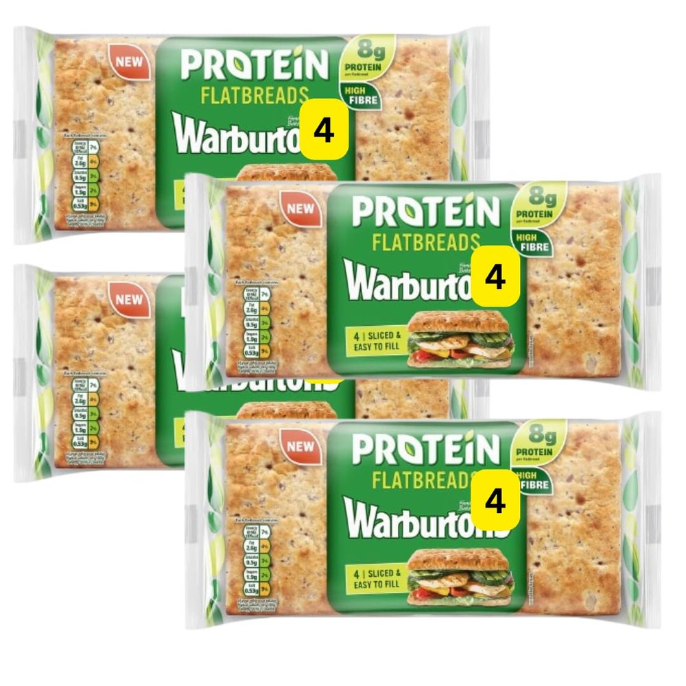 4x4 Protein Sliced Flatbreads Warburton (4 Bags of 4 Flatbreads)