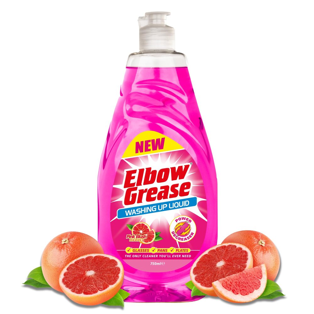 Elbow Grease Washing Up Liquid | Power Degreaser - Soap for Hand Washing Dishes, Pots, Pans & Glasses (Pink Grapefruit, 750ml)