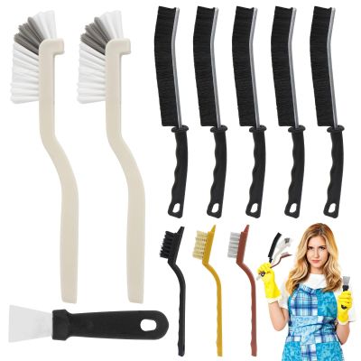 11 pcs Crevice Cleaning Brush Multi-Purpose Hard Bristle Scrub Brushes Cleaning Tool Supplies for Kitchen Sink, Window Track, Tile Line,Teapot,Gap,Cup,Blender, Bathtub Corners Tight Spaces