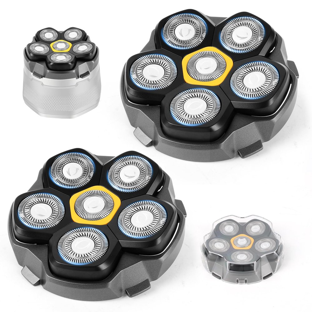 2-Pack 6-Blade Replacement Heads, Compatible with DOAO JoyKoi Solimpia Singphere AEXIRI Head Shaver, Magnetic Attachment Low Noise<36dB Wet & Dry Shaver Head, Easy Clean for Men
