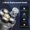 2-Pack 6-Blade Replacement Heads, Compatible with DOAO JoyKoi Solimpia Singphere AEXIRI Head Shaver, Magnetic Attachment Low Noise<36dB Wet & Dry Shaver Head, Easy Clean for Men view 2