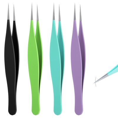 4 Pieces Pointed Tweezers for Women Facial Hair Sharp Blackhead Remover Set Ingrown Hair Removal Tweezers Stainless Steel Eyebrow Removal Tweezers