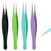 4 Pieces Pointed Tweezers for Women Facial Hair Sharp Blackhead Remover Set Ingrown Hair Removal Tweezers Stainless Steel Eyebrow Removal Tweezers view 1