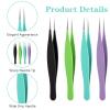 4 Pieces Pointed Tweezers for Women Facial Hair Sharp Blackhead Remover Set Ingrown Hair Removal Tweezers Stainless Steel Eyebrow Removal Tweezers view 3