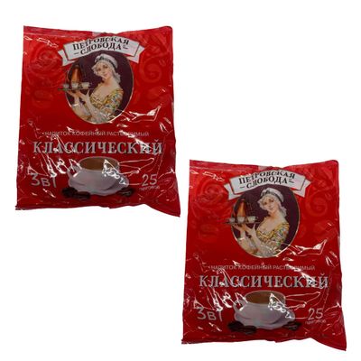 Petrovskaia Sloboda Coffee 3In1 Classic Bag 18G*25pcs Quick, Convenient And Easy To Use Instant Coffee Mix Product Of Russia Pack Of 2