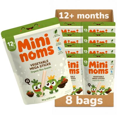 MININOMS Vegetable Mega Sticks Organic Toddler Snacks, 30g (8 Pack)