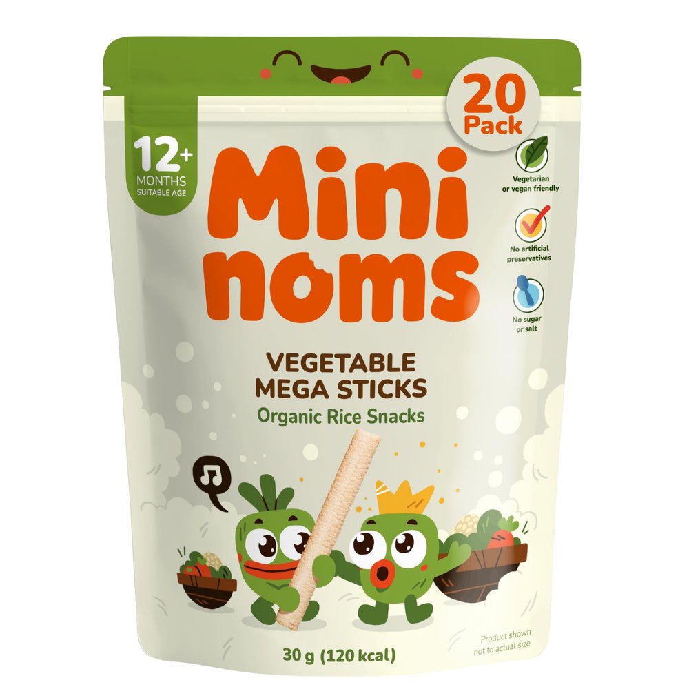 MININOMS Vegetable Mega Sticks Organic Toddler Snacks, 30g (20 Pack)