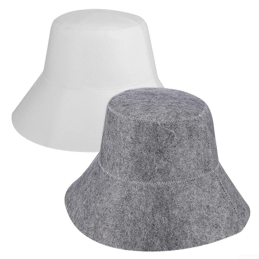 2 Pack Sauna Hats Made of Felt Material Providing Heat Protection and Moisture Absorption for Steam Bath and Sauna Experience (C)